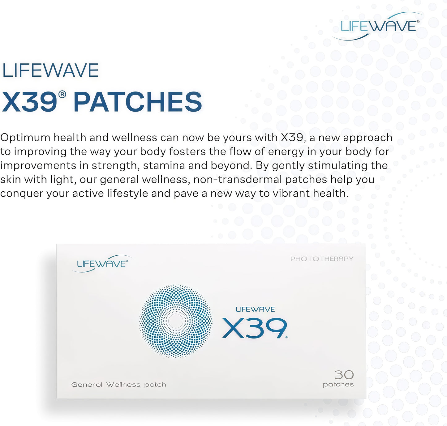 LifeWave X39 Patches - Supports Improvements of Strength and Stamina - Supports Improved Exercise Performance - No Drugs or Stimulants - Innovative Patch Technology for Enhanced Wellness - 30 Patches